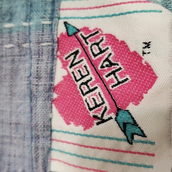 Keren Hart. Teal/Blue/Purple/Pink Plaid; Button up; Short Sleeve Top Size XL EUC - Picture 13 of 15